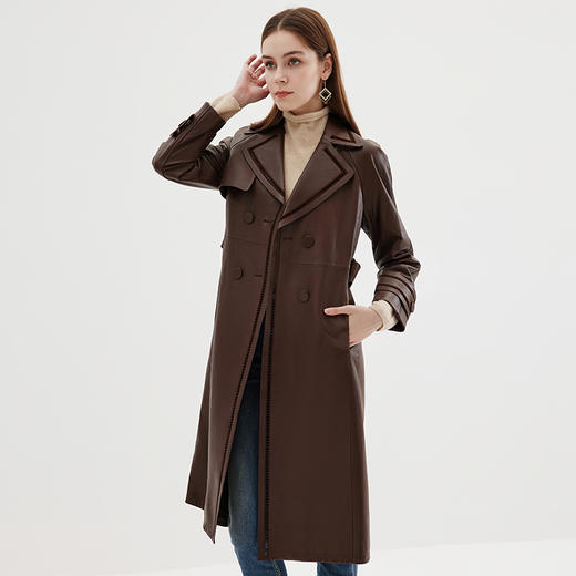 EITIE爱特爱冬季新款复古气质修身显瘦中长款羊皮大衣皮衣7293904 商品图2