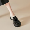 西遇加绒乐福鞋女新款漆皮一脚蹬JK黑色小皮鞋厚底毛毛鞋V0034403 商品缩略图2