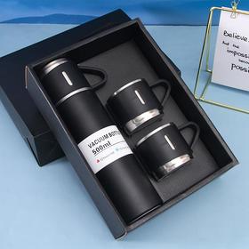 全钢304不锈钢一杯三盖保温杯套装双层真空便携水杯男士礼品杯