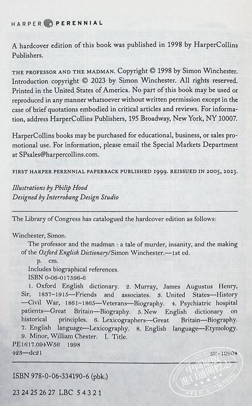 预售 【中商原版】教授与疯子 25周年版 Simon Winchester 英文原版 The Professor and the Madman 商品图3