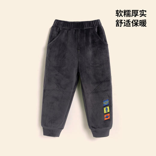 【商场同款】迪士尼童装男童加绒长裤秋冬保暖裤子中大童时尚休闲裤束脚裤224DK0428 商品图0