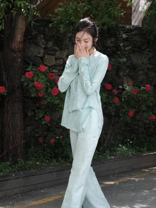 盛唐牡丹 |真丝花罗莺歌蝶舞女裤 商品图4