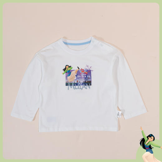 【商场同款】春秋季女童木兰公主印花长袖T恤绵柔百搭女宝宝上衣223DS0735 商品图2