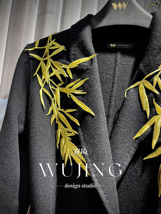 【雾境定制】限量款黑金锦竹霸气女王羊绒大衣 3203093 商品图9