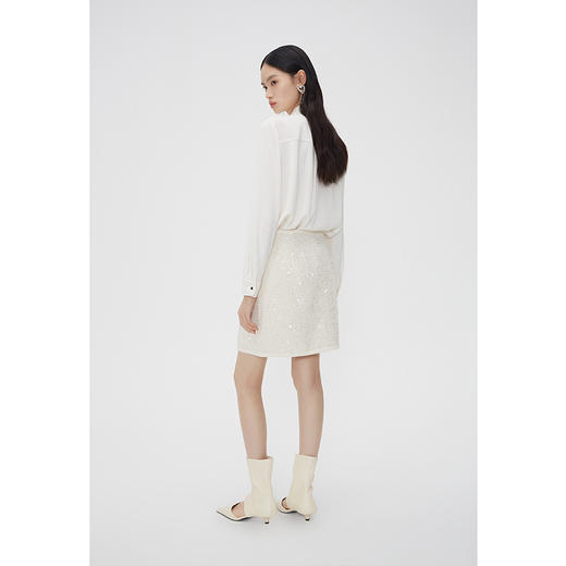 NEELLY纳俪商场同款春季超好看高腰亮片半身裙女百搭小香风A字裙N24012E01044 商品图3