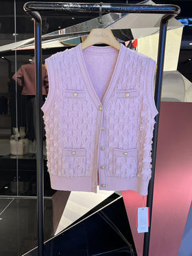 女士剪花小香风羊毛背心