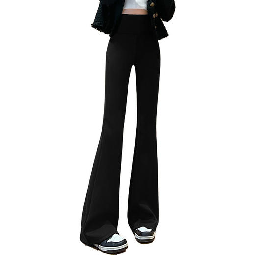 加绒鲨鱼裤高腰显瘦打底裤女黑色外穿瑜伽芭比裤微喇叭阔腿裤 MUX 000 9128 商品图4