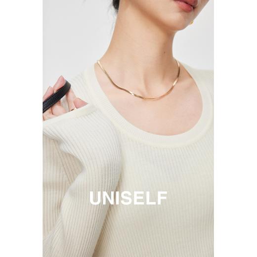 全羊毛水滴领打底上衣女2023冬季新款修身百搭长袖针织衫 商品图3