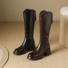 【预售7天】羊毛靴骑士靴女冬季加绒斜口高筒靴粗跟气质西部MBJR&695 商品缩略图4