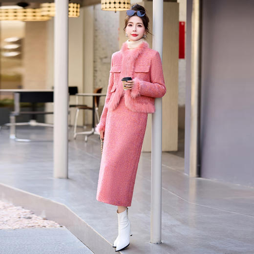 冬装新款，套鸭绒领子袖毛真狐狸毛羽绒服套装HRYZ9589 商品图4