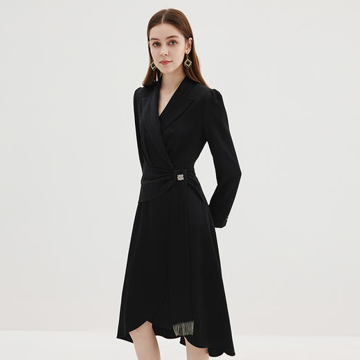 EITIE爱特爱秋季新款气质时尚翻领收腰连衣裙7177817 商品图2