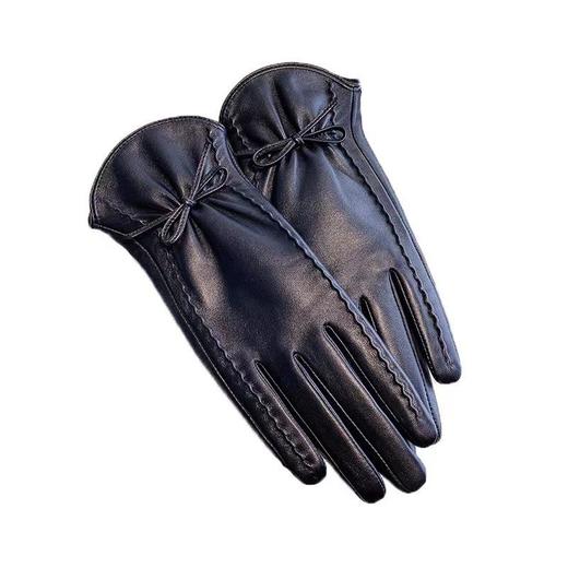 【经典小羊皮手套现货】秋冬蝴蝶结小羊皮手套女士冬季保暖加绒加厚开车触屏防风 商品图4