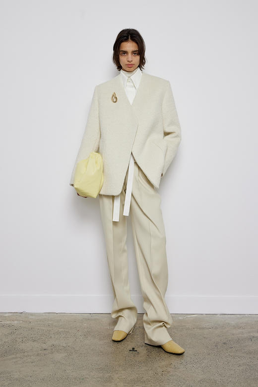 羊驼毛无领廓形外套 商品图0