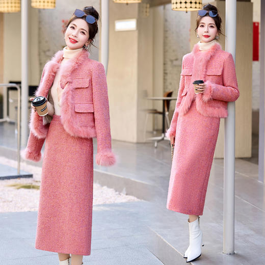 冬装新款，套鸭绒领子袖毛真狐狸毛羽绒服套装HRYZ9589 商品图2
