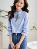 【专属特价】熙世界纯棉肌理衬衫设计感小众法式复古木耳边立领秋装上衣女新款 商品缩略图4