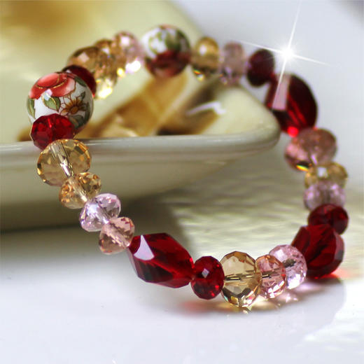 扁形算盘珠彩色水晶48切面珠料半成品意卡米诺手串念珠单颗珠子料散珠 商品图1