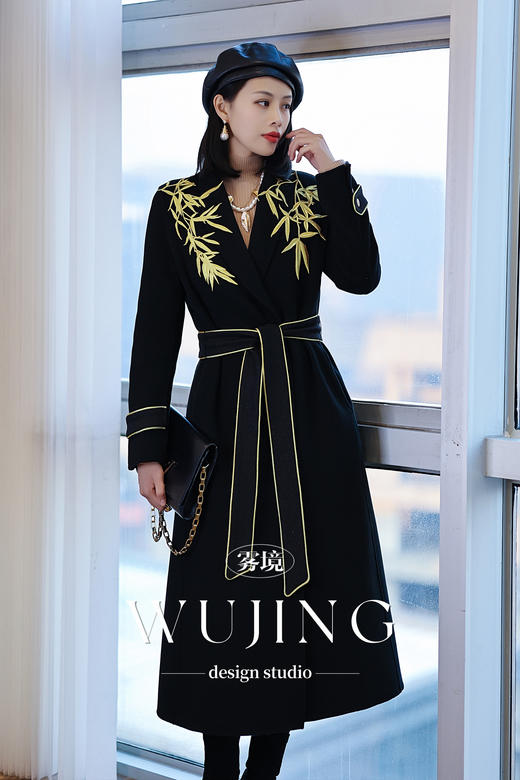 【雾境定制】限量款黑金锦竹霸气女王羊绒大衣 3203093 商品图1