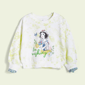 【商场同款】迪士尼童装女童套头卫衣春秋款白雪公主印花上衣假两件袖口小清新221DS0495