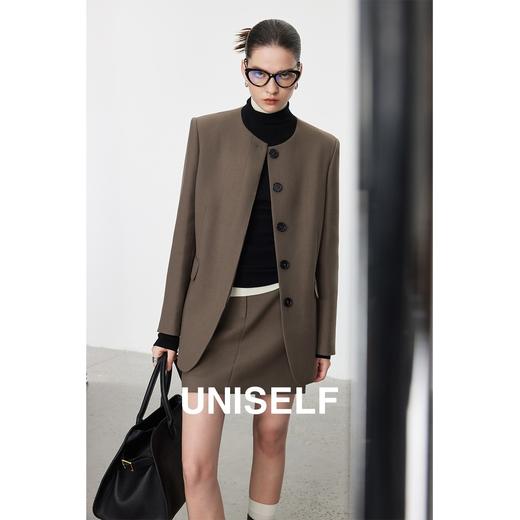 精纺羊毛马吉拉风无领西装女2023秋新款气质时髦半裙套装 商品图0