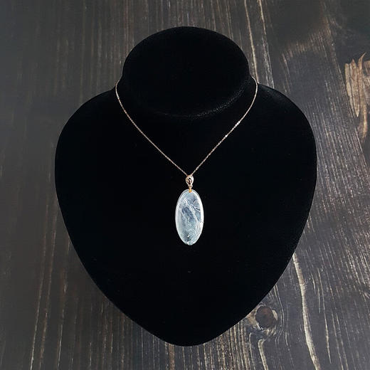 【天然正品】AU750黄金 镶钻 镶高冰种 雕兰花蜻蜓图案 翡翠吊坠项链 020122NJS09 商品图3