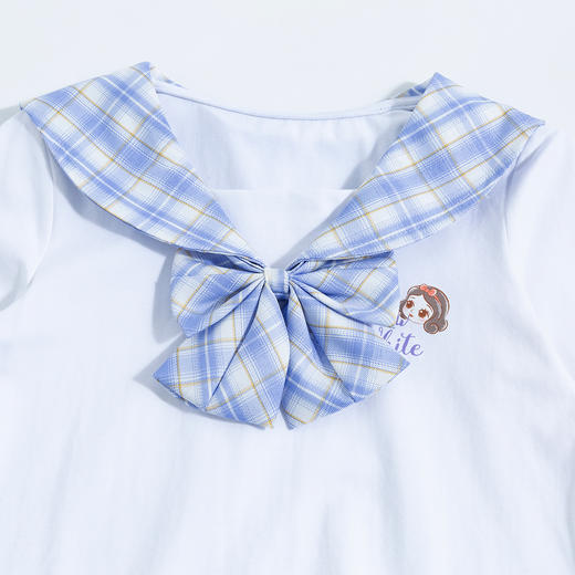 【商城同款】迪士尼童装女童T恤套装两件套学院风领带长袖T恤格子格子百褶裙221DT0139 商品图1