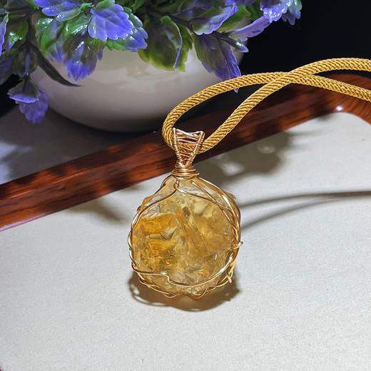 巴西黄水晶原石吊坠项链 商品图2