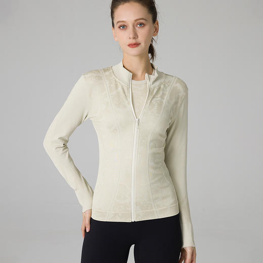 无缝一体织独特花型编织工艺运动瑜伽健身立领外套 WT3606 000 ML 商品图0