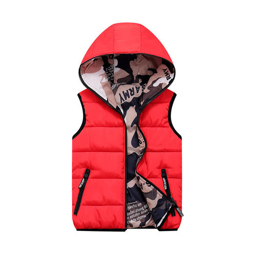 【双面可穿 柔软舒适】秋冬时尚新款加厚保暖可双面穿连帽中大童棉马甲 商品图6