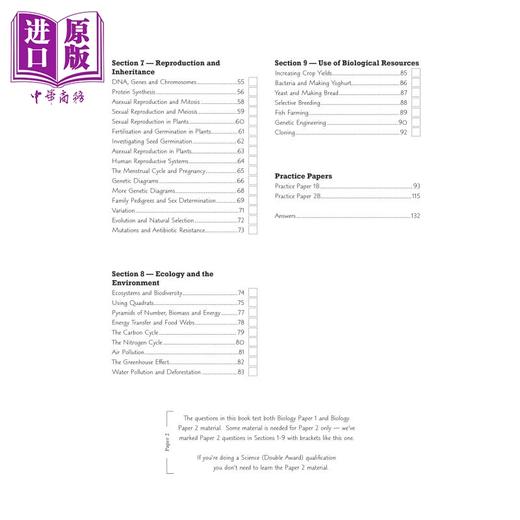 【中商原版】英国CGP New Pearson Edexcel IGCSE Biology Exam Practice Workbook (with Answers) 商品图2