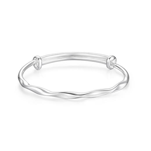 KADER卡蒂罗 灵动水纹手镯 999纯银浪漫波纹造型设计可调节银镯 简约通勤风配饰优雅气质 闺蜜同款女生款 礼盒 商品图5