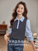 【年终特卖】熙世界条纹针织上衣拼接长袖衬衫女时尚洋气假两件衬衣2025秋款 商品缩略图1