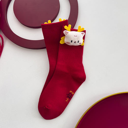 年货好物！【龙舞云霄！护佑平安】立体玩偶本命年龙年醒狮大红色新年袜子，立体造型 卡通萌趣 商品图5