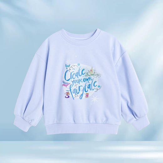 【商场同款】迪士尼童装女童套头卫衣春秋款中小童小公主卡通印花女孩上衣221DS0405 商品图0