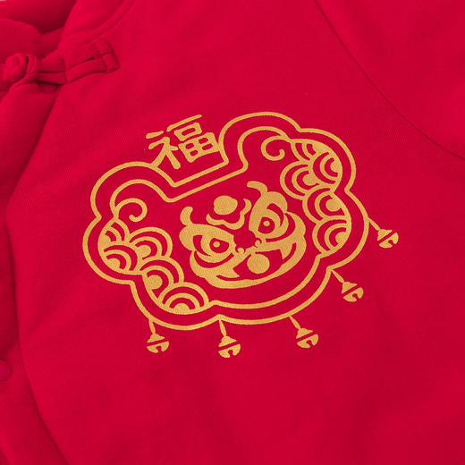 贝贝怡夹棉连体衣加厚秋冬款新年满月防寒保暖时尚红色爬行服哈衣214L502 商品图5