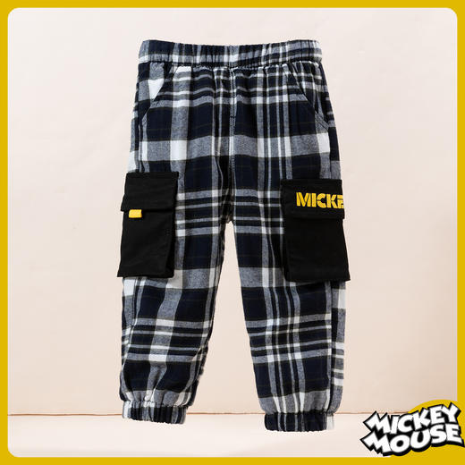 【商场同款】迪士尼宝宝冬季男童黑白格加绒长裤214DK0199 商品图4