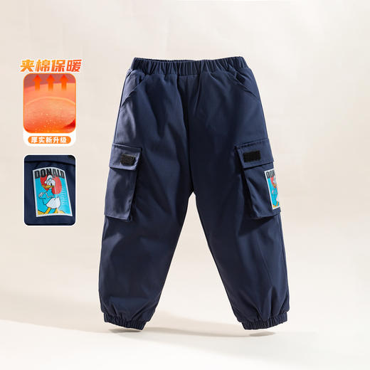 【商场同款】迪士尼童装男童夹棉长裤冬季保暖中大童潮帅工装休闲裤子224DK0433 商品图0