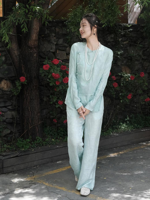 盛唐牡丹 |真丝花罗莺歌蝶舞女裤 商品图0