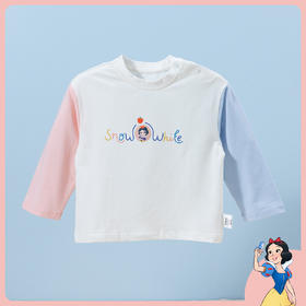 【商场同款】迪士尼童装女童纯棉长袖T恤撞色袖春秋外穿打底可爱白雪公主印花221DS0488