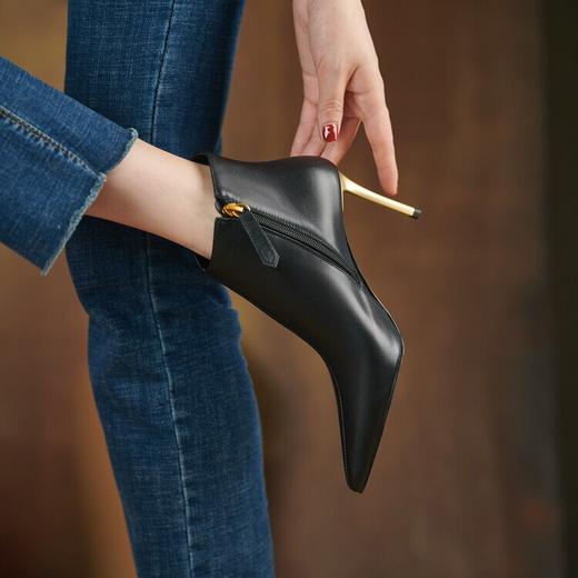 尖头细高跟鞋牛皮时装靴时尚短靴CWCD-CW127-2 商品图2