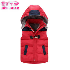 【英伦风牛角扣连帽保暖羽绒棉马甲】秋冬新加厚保暖胖童装中大童校服儿童羽绒棉马甲
