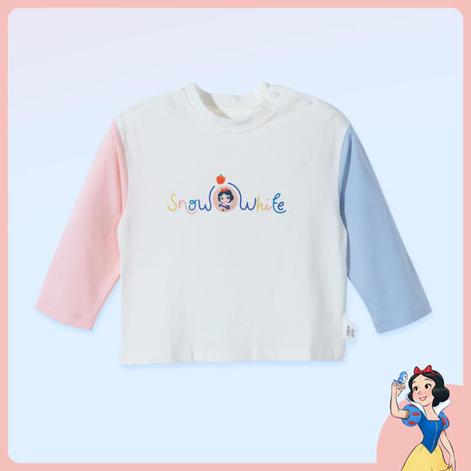 【商场同款】迪士尼童装女童纯棉长袖T恤撞色袖春秋外穿打底可爱白雪公主印花221DS0488 商品图2