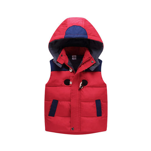 【英伦风牛角扣连帽保暖羽绒棉马甲】秋冬新加厚保暖胖童装中大童校服儿童羽绒棉马甲 商品图5
