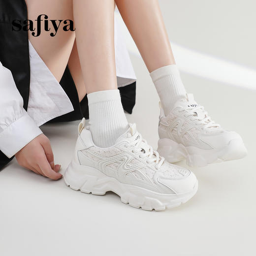 Safiya/索菲娅 2024新品早春轻便百搭增高厚底小香风运动老爹鞋 SF41112043 商品图4