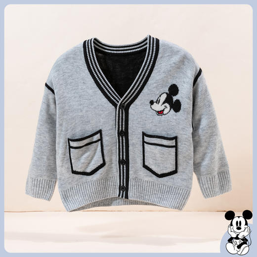 【商场同款】秋冬新款男童针织开衫时尚撞色毛衫中大童米奇刺绣毛衣223DS0684 商品图4