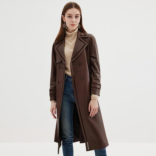 EITIE爱特爱冬季新款复古气质修身显瘦中长款羊皮大衣皮衣7293904 商品图1