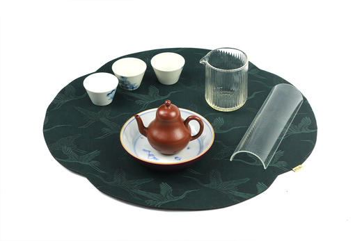 慢蓝刺绣椭圆 双面香云纱海棠 41*28cm 商品图9