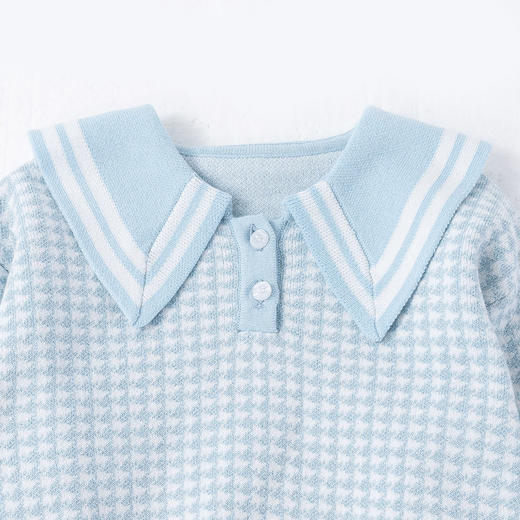 【商场同款】迪士尼童装女童针织套头上衣千鸟格毛衣保暖中小童小香风翻领毛衫214DS0352 商品图3