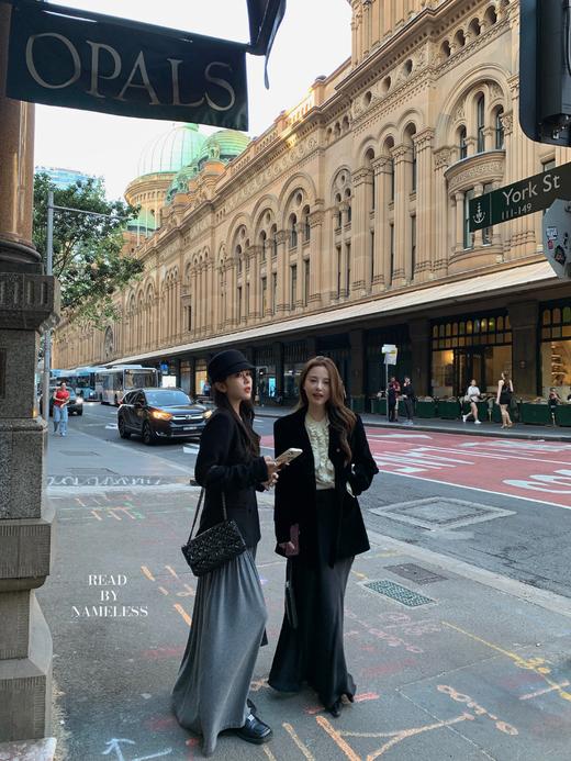 Read Nameless /初春黑丝绒西装+全羊毛漂亮毛衣+软缎裙黑色 商品图7