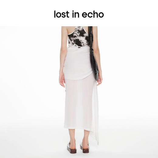 [捡漏价]lost in echo2024春季新款设计师品牌不对称褶皱垂坠长裙直筒修身 商品图2