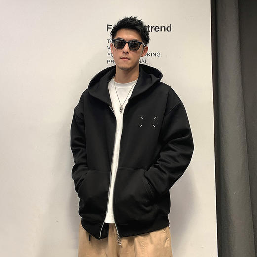 徐太浪开衫连帽加绒卫衣男秋冬美式潮牌纯色简约拉链灰色运动外套 商品图1